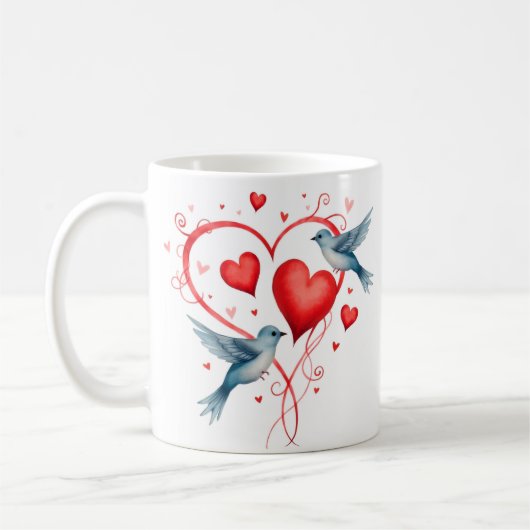 Vogels voor Valentijnsdag Koffiemok (Links)