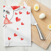 Vogels voor Valentijnsdag Theedoek (Quarter Fold)