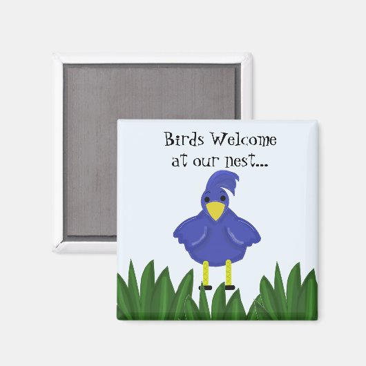 Vogels Welkom bij onze nest - Blauwvogel Magneet (Voorkant / Achterkant)