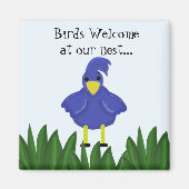 Vogels Welkom bij onze nest - Blauwvogel Magneet (Voorkant)