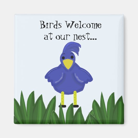 Vogels Welkom bij onze nest - Blauwvogel Magneet (Voorkant)