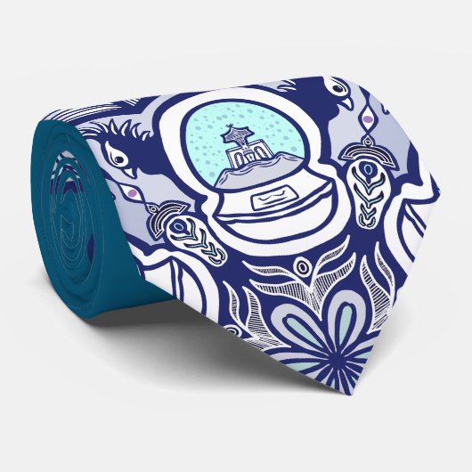 Vogels & Wereldbollen design Stropdas (Opgerold)