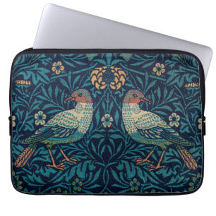 Vogels William Morris. Blauw dierlijk  patroon Laptop Sleeve
