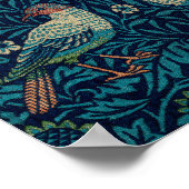 Vogels William Morris. Blauw dierlijk patroon Poster (Hoek)