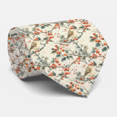 Vogels Winter Holly Red Berries Kerstvakantie Stropdas (Opgerold)