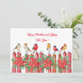 Vogels Winter Kerst Waterverf Vakantie Kaart (Staand voorkant)