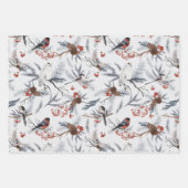 Vogels Winterfoliage Botanische Waterverf Patroon Inpakpapier Vel (Voorkant 3)