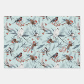 Vogels Winterfoliage Botanische Waterverf Patroon Inpakpapier Vel (Voorkant 2)