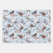 Vogels Winterfoliage Botanische Waterverf Patroon Inpakpapier Vel (Voorkant)