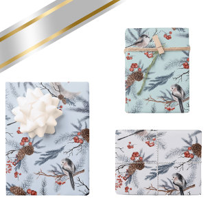 Vogels Winterfoliage Botanische Waterverf Patroon Inpakpapier Vel