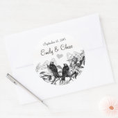  vogels Witte bloemen Weddenschappen Ronde Sticker (Envelop)
