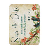 Vogels Woodgrain Save the Date Koraal Kersenbloese Magneet (Verticaal)
