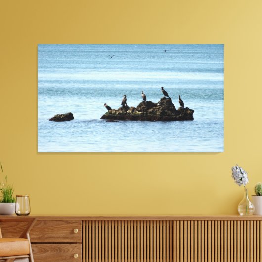 Vogels, Zee foto stretched canvas Print (Insitu (Woonkamer))