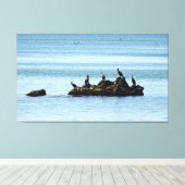 Vogels, Zee foto stretched canvas Print (Insitu (Houten vloer))