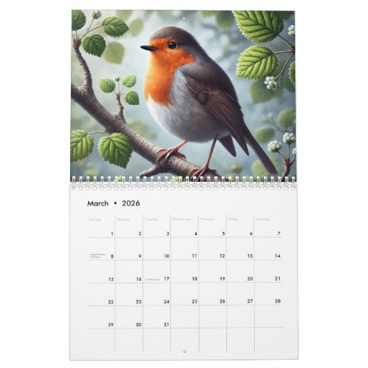 Vogels zingen door het jaar kalender (Mar 2026)