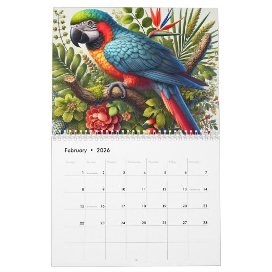 Vogels zingen door het jaar kalender (Feb 2026)