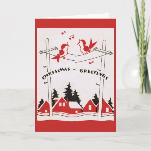  - Vogels zingen kerstgroeten, Feestdagen Kaart (Voorkant)