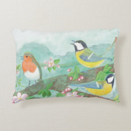 Vogels zingen op een bloeiende boomtak accent kussen