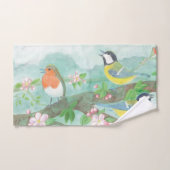 Vogels zingen op een bloeiende boomtak bad handdoek (Handdoek)