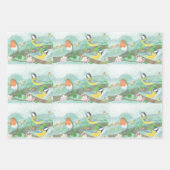 Vogels zingen op een bloeiende boomtak inpakpapier vel (Voorkant 2)