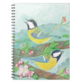 Vogels zingen op een bloeiende boomtak notitieboek (Voorkant)