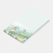 Vogels zingen op een bloeiende boomtak post-it® notes (Schuin)