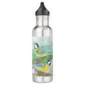 Vogels zingen op een bloeiende boomtak waterfles  (Rechts)