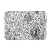 Vogels zwart en wit handschrift hedendaagse kunst badmat (Voorkant)