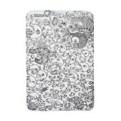 Vogels zwart en wit handschrift hedendaagse kunst badmat (Voorkant Verticaal)