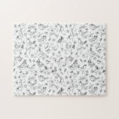 Vogels zwart en wit, kleur uw eigen whimsical legpuzzel (Horizontaal)