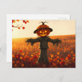 Vogelscheuche mit Kürbiskopf im Herbst Briefkaart (Voorkant / Achterkant)