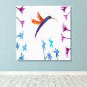 Vogelschilderende Florale Hummingbird Canvas Afdruk (Insitu (Houten vloer))
