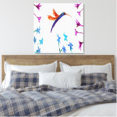 Vogelschilderende Florale Hummingbird Canvas Afdruk (Insitu (Slaapkamer))