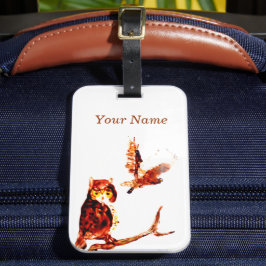 Vogelschilderende Tawny Eigenaars gepersonaliseerd Bagagelabel
