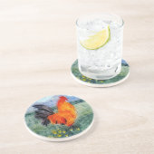 Vogelschilders van kippen zandsteen onderzetter (Zijkant)