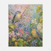 Vogelsgezang Tussen Bloesems Fleece Deken (Voorkant)