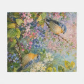 Vogelsgezang Tussen Bloesems Fleece Deken (Voorkant (Horizontaal))