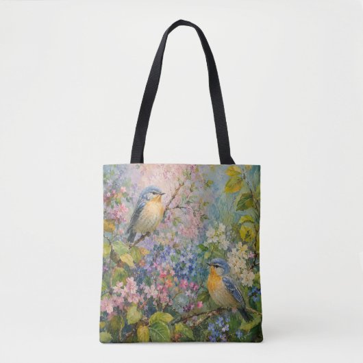 Vogelsgezang Tussen Bloesems Tote Bag (Voorkant)