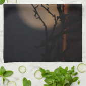 Vogelsilhouet in de moonlight-afbeelding theedoek (Gevouwen)