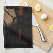 Vogelsilhouet in de moonlight-afbeelding theedoek (Quarter Fold)