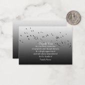 Vogelsilhouet na begrafenis bedankkaart notitiekaartje (Voorkant / Achterkant in situ)
