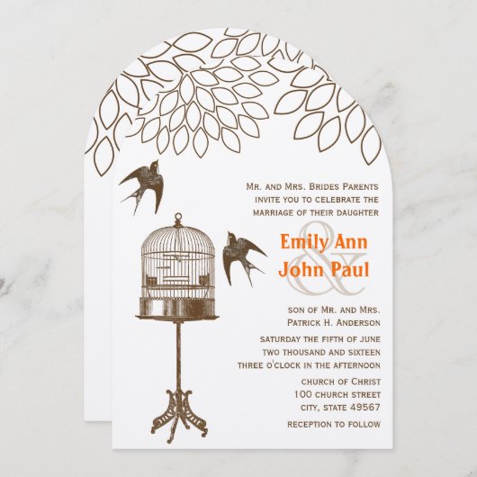  vogelsoorten Chrysanthemum Floral Wedding Kaart (Voorkant / Achterkant)