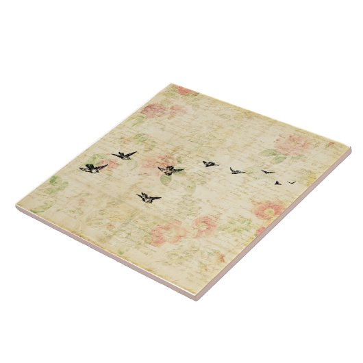 vogelsoorten Elegant Floral Script Style Tegeltje (Zijkant)