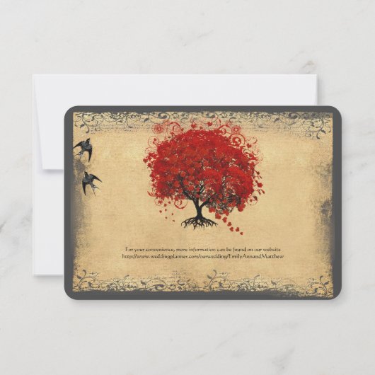 vogelsoorten met hartverscheuringen RSVP-bruiloft RSVP Kaartje (Achterkant)