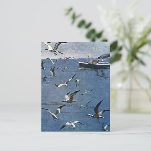  vogelsoorten, zeegarren en Vissende boten Briefkaart (Staand voorkant)