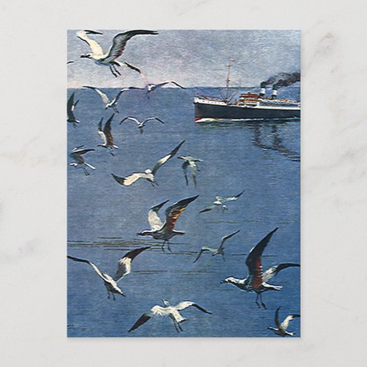  vogelsoorten, zeegarren en Vissende boten Briefkaart (Voorkant)