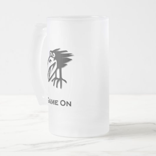 Vogelspel aan matglas bierpul (Voorkant links)