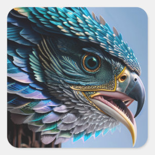 Vogelspieken door poort vierkante sticker