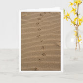 Vogelsporen op het strand verjaardagskaart kaart (Gele Bloem)