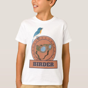vogelspotter vogel met verrekijker logo t-shirt